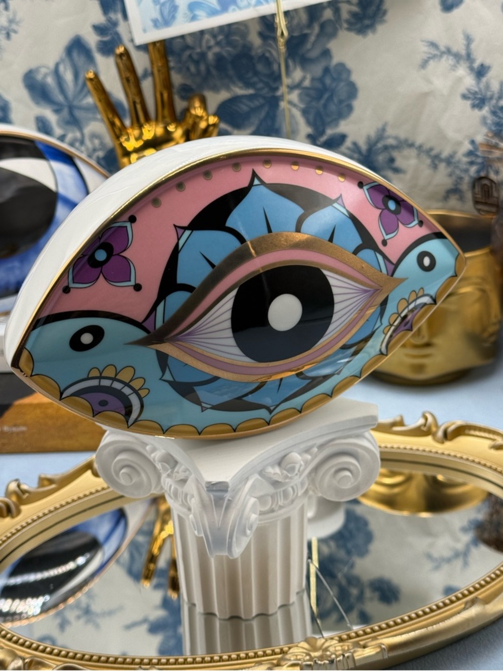 🆕 THE PROCURESS COLLECTION 🧿 All-Seeing Eye Paperweight - Boho Gold Pink - Picture 4 of 16